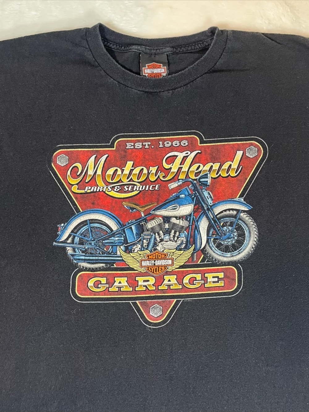 Harley Davidson Motor Head Garage Shirt Black Diamond Marion IL Size XL